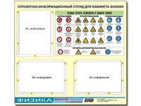 Стенд информационный "Правила техники безопасности в кабинете физики" (75*70, 3 кармана) - fgospostavki.ru - Тюмень