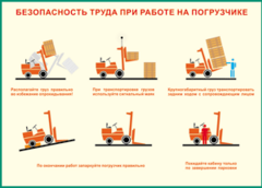 Таблица "Безопасность труда при работе на погрузчике" (100х140 сантиметров, винил) - fgospostavki.ru - Тюмень