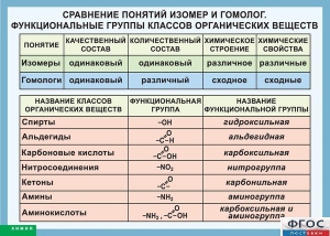 Таблица. Сравнение понятий изомер и гомолог. Функциональные группы классов органических веществ. - fgospostavki.ru - Тюмень
