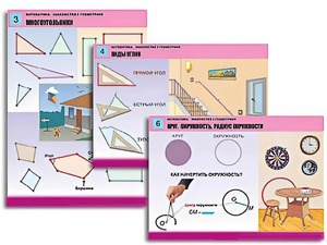 Комплект таблиц "Математика. Знакомство с геометрией" (6 таблиц, формат А1, ламинированные) - fgospostavki.ru - Тюмень