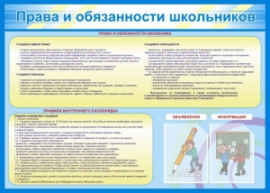 Стенд "Права и обязанности школьников" - fgospostavki.ru - Тюмень