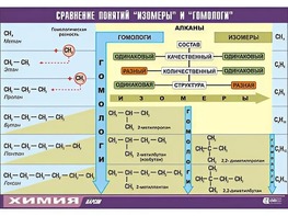 Таблица демонстрационная "Сравнение понятий изомер и гомолог" (винил 100x140) - fgospostavki.ru - Тюмень