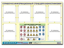 Стенд информационный "Правила техники безопасности в кабинете физики" (80х110, 6 карманов) - fgospostavki.ru - Тюмень