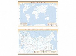Фрагмент (демонстрационный) маркерный (двухсторонний) "Карта мира и Российской Федерации" (немая) с комплектом тематических магнитов - fgospostavki.ru - Тюмень